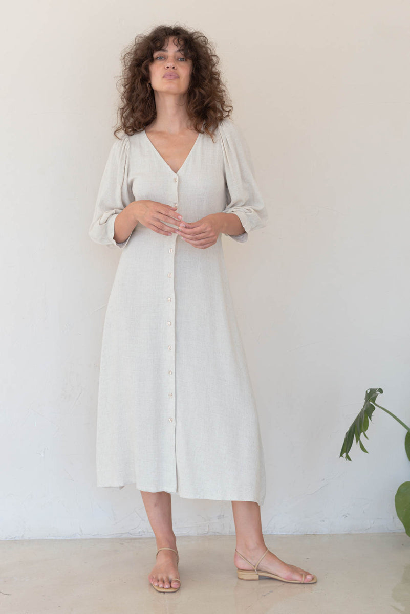 Linen Natural Agnes Dress | Rachel Pally