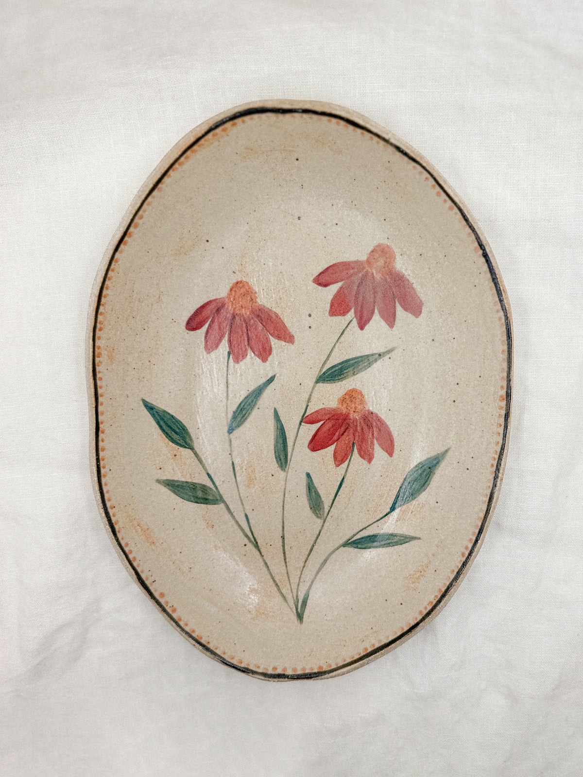 10” Oval Echinacea Bowl