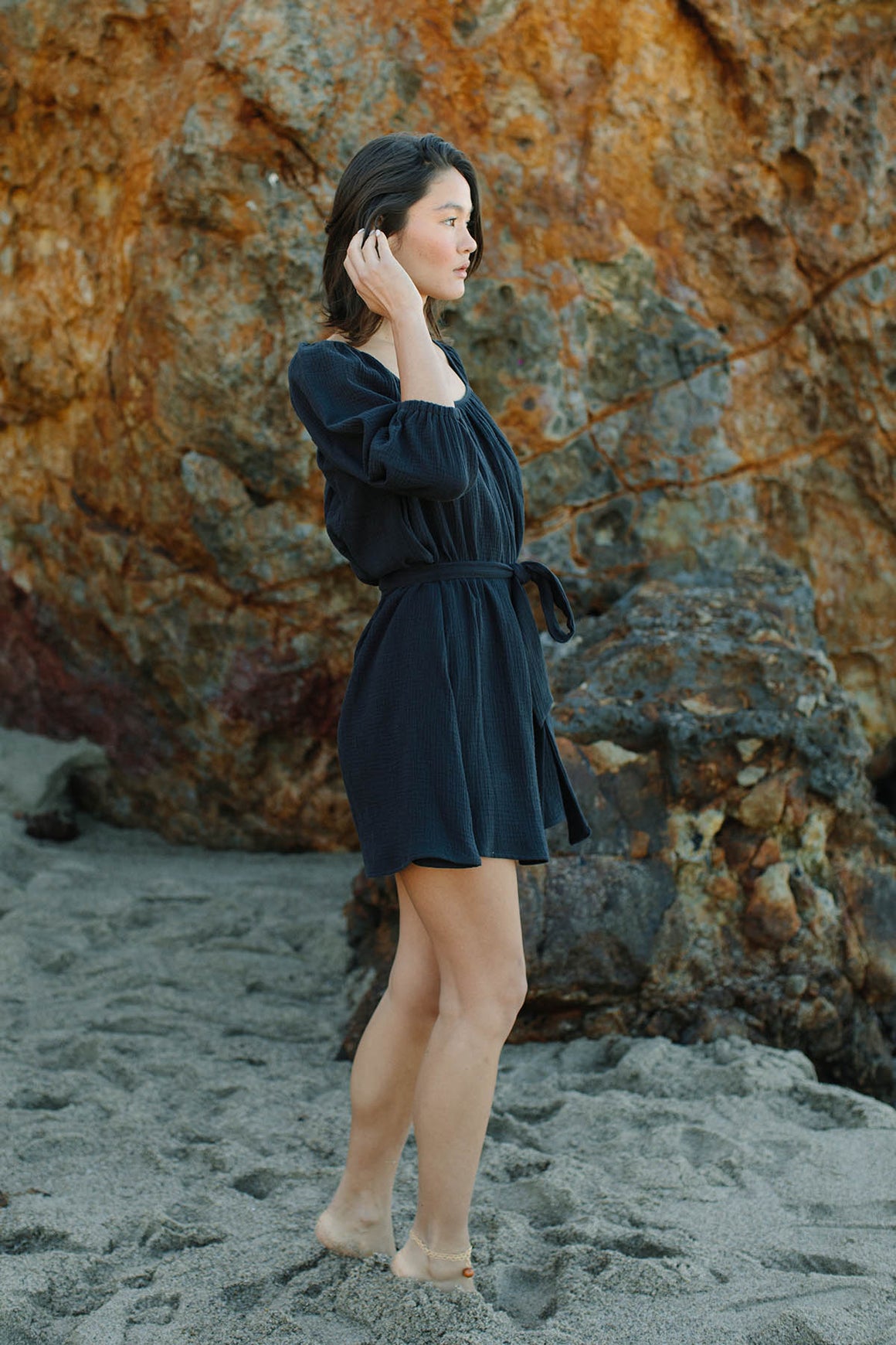 Black gauze dress hotsell