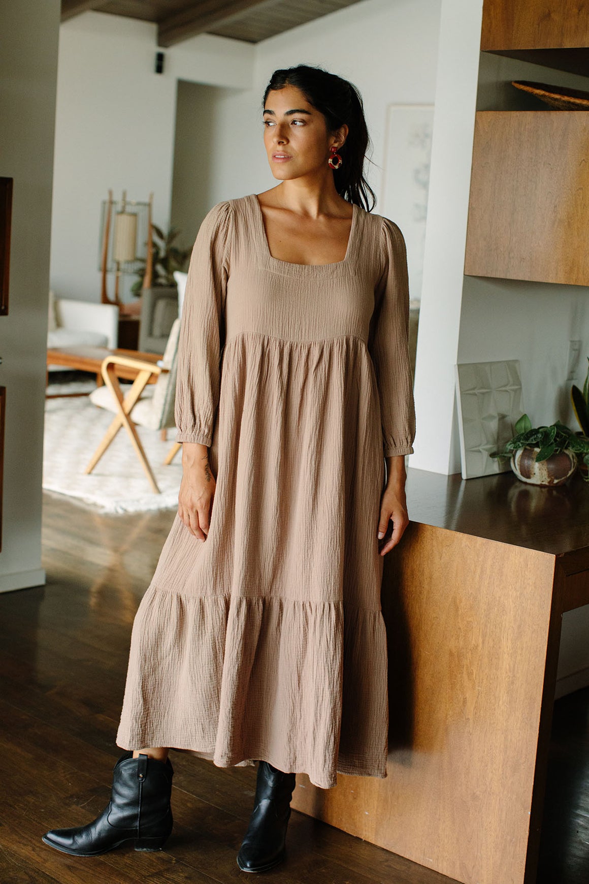 Long sleeve gauze best sale dress