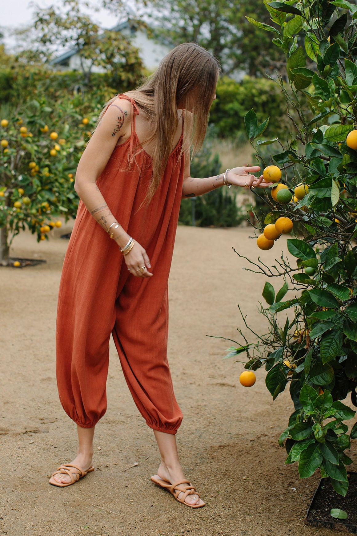 Linen jumpsuit in pink and orange | FORD & GUY | Handmade in the UK