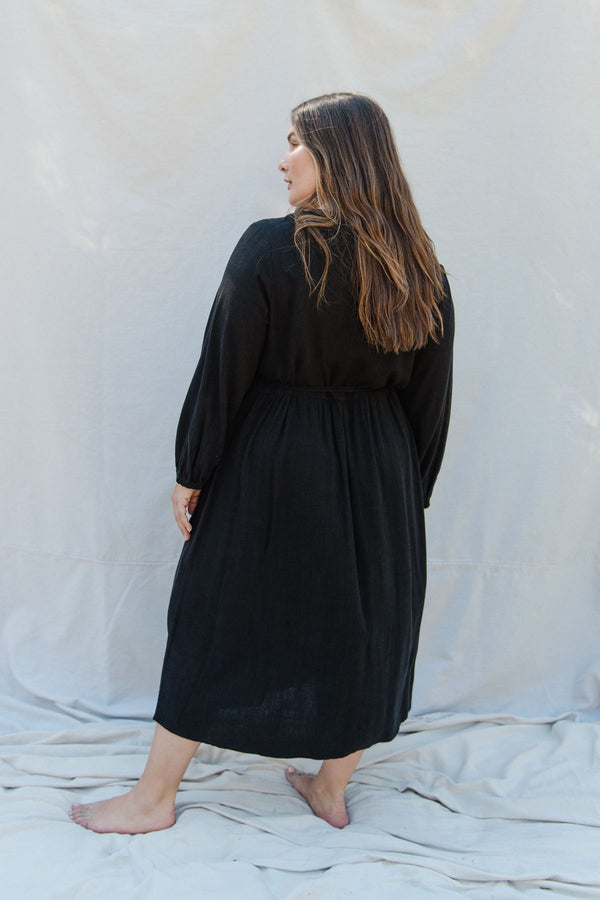 Linen Long Sleeve Paige Dress- Plus Size