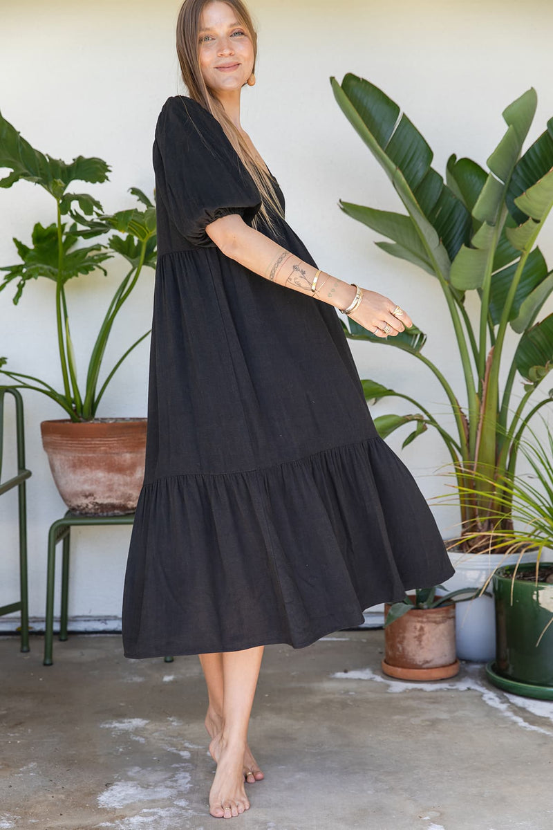 Linen Mae Black Dress | Rachel Pally