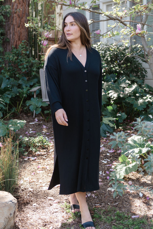 Rib Long Cardigan - Extended